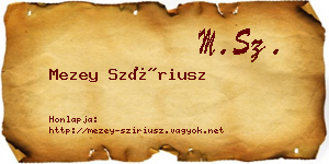Mezey Szíriusz névjegykártya